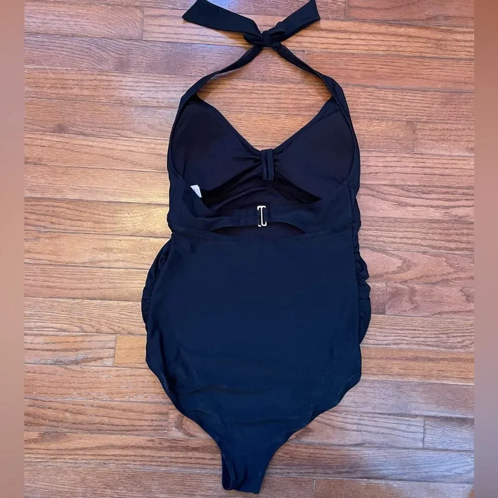 Black Halter One Piece Swimsuit